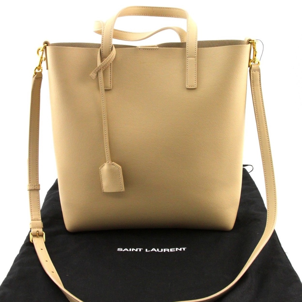 YSL SAINT LAURENT Nude Leather Toy Shopper Tote